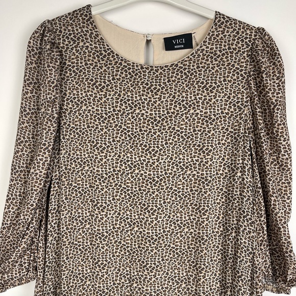 VICI Cheetah Prints 100%Rayon Mini Dress /Longline Tunic Dress 3/4Sleeve… - Picture 4 of 12